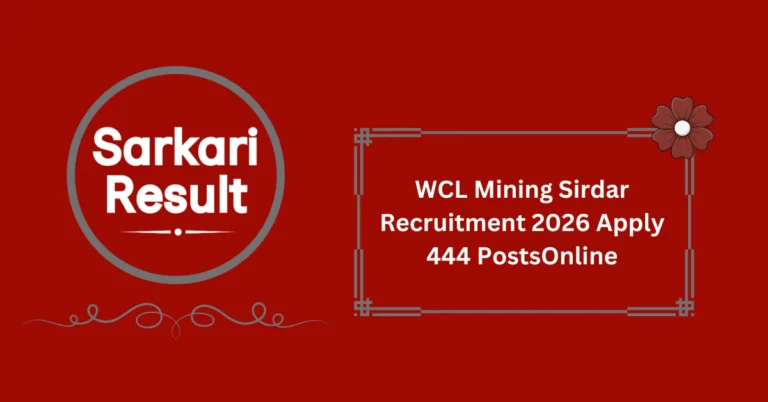WCL Mining Sirdar Recruitment