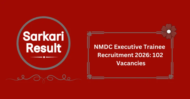 NMDC Executive Trainee Recruitment 2026
