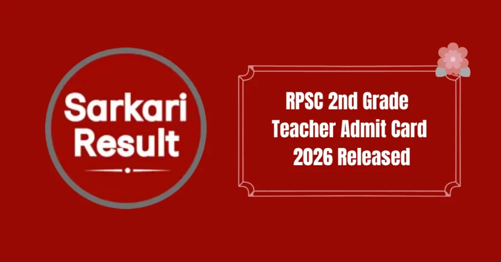 RPSC 2nd Grade Teacher Admit Card 2026 Released