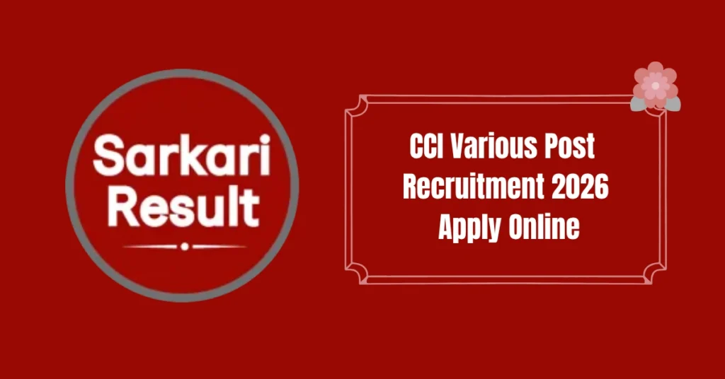 CCI Various Post Recruitment 2026 Apply Online
