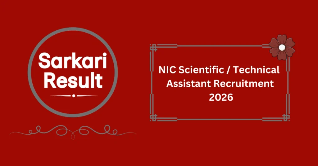 NIC Scientific / Technical Assistant Recruitment 2026
